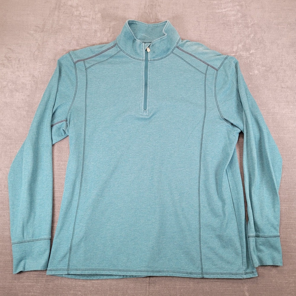Tommy Bahama IslandZone Mens Medium Teal Heather 1/4 Zip Pullover Sweater‎